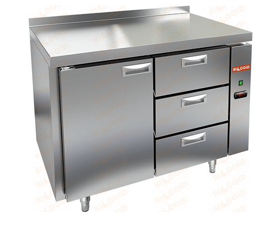 Морозильный стол HICOLD SN 13/BT P без агрегата, 1 дверь, 3 ящика (-18°С)